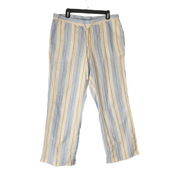 Tommy Bahama Womens Striped Linen Blend Drawstring Pants Size 14 Resort Beachy - Picture 1 of 5